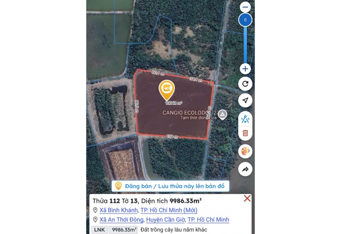 ĐẤT MẶT TIỀN ĐƯỜNG ĐỐI DIỆN SÔNG XÃ AN THỚI ĐÔNG CẦN GIỜ 2TR/ M2